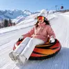 Anillo de esquí inflable de nieve, dona de esquí inflable para exteriores para adultos, anillo de deslizamiento sobre nieve de PVC engrosado con doble asa