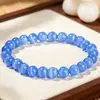 Pulseira de Pedra Olho de Gato da Moda de Verão para Meninas, Pulseira Elástica Simples de Cristal, Joia Popular Popular Transfronteiriça