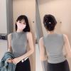 Nuevo Estilo Otoño e Invierno Chaleco Cálido Engrosado Cepillado de Cuello Medio Alto para Mujer, Algodón Puro Ajustado con Almohadillas en el Pecho, Camiseta Base de Capa Interior Forrada de Felpa
