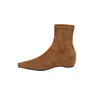 Botines Adelgazantes para Mujer con Aumento Interno de Altura y Elasticidad, Nuevos Botines de Gamuza Estilo Coreano con Cremallera Lateral, Punta Cuadrada y Tacón Medio para Otoño e Invierno