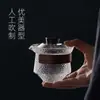 Tazón con tapa de vidrio estilo japonés tazón de té transparente tapa de bambú taza de té anti-quemaduras con orificio para filtro taza de té olla de kung fu de mano