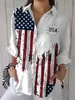 Amazon Aliexpress Y2 Camisa Cardigan de Manga Larga con Estampado de Bandera del Día de la Independencia Europea y Americana de Venta Caliente para Mujer