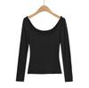 Sy9179-25 Novo Estilo de Verão Estilo Americano Puro Estilo Lust Sexy Ombro Direito Manga Longa Slim Fit Camiseta Camada Interna
