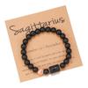 Pulseira Transfronteiriça Hot Sale 12 Constelações para Homens e Mulheres Pulseira de Contas de Pedra Ágata Pulseira para Casal Contas Elásticas Pulseira de Casal