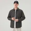Camisa listrada de manga comprida para homens, novo estilo primavera/outono 2026, jaqueta camisa casual patchwork, estilo retrô japonês moderno