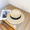 Celebridad de Internet Retro Sombrero de Copa Plano para Mujer Verano Vacaciones Junto al Mar Sombrilla Francés Plano Playa Protector Solar Sombrero de Paja Fresco