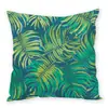 Funda de Almohada de Peluche Estilo Ins con Estampado Digital de Planta Verde y Flores Serie Floral de Verano Funda de Cojín para Sofá Coche Transfronterizo