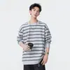 Moletom listrado bordô para homens, nova camisa base de manga longa ultra macia e resistente para primavera e outono, estilo vintage old money