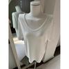 Camiseta Blanca de Cuello en V Estilo Coreano para Mujer Primavera/Verano 2026 Estilo Ins Perezoso Camiseta de Manga Corta Adelgazante Top