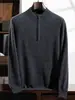 Otoño e Invierno Nuevo Jersey de Punto con Cremallera de Cuello Medio Alto para Hombre de Manga Larga de Cachemira para Hombre Casual Top de Punto