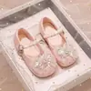 Zapatos para Niña Zapatos de Princesa 2026 Primavera y Otoño Nuevos Zapatos de Cuero para Niños Otoño Bebé Cristal Brillante Pedrería Zapatos Individuales