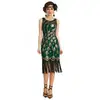 Vestido de lentejuelas y flecos de pavo real estilo Gatsby de los años 20 Vestido Retro para Actuación en Escenario Vestido Europeo y Americano para Fiesta y Banquete