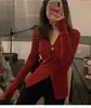 Top de Camada Base de Tricô com Design Irregular para Mulheres Outono/Inverno Top de Tricô Emagrecedor