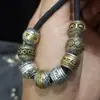 Contas Soltas de Alta Qualidade que Não Desbotam com o Mantra de Seis Palavras de Prata Tibetana, Contas Redondas, Contas Decorativas Estilo Tibetano, Acessórios para Pulseiras e Colares