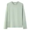 Estilo Nuevo Primavera y Otoño Tops Blancos de Manga Larga con Cuello Redondo de un Solo Hombro para Mujer Ropa Exterior Casual Camisetas Básicas Versátiles Camisetas de Color Liso para Mujer