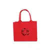 Bolsa de feltro personalizada com os caracteres "Feliz" e "Longevidade", bolsa de presente de alto valor estético, nova bolsa tote vermelha de grande capacidade estilo chinês