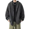 Suéter com Capuz de Comprimento Médio Masculino Outono e Inverno Jaqueta Cardigan Suéter Preguiçoso Solto Comércio Exterior Atacado Transfronteiriço