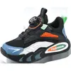 Zapatillas Deportivas para Niños Mayores con Hebilla Giratoria, Nuevo Modelo de Primavera, Superficie de Cuero con Polar Añadido, Zapatos de Malla para Niños y Niñas