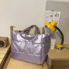 Bolsa de color liso, bolso de mano de gran capacidad, bolsa ligera de plumón para mujer, bolsa de equipaje, bolso cruzado, bolsa de tela de algodón
