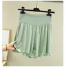 Shorts de Segurança Finos de Modal para Verão Feminino, Anti-Exposição, Borda Franzida, Roupa de Dormir para Casa, Soltos e Confortáveis, Shorts de Roupa Íntima de Cintura Alta