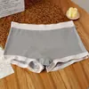 Calzoncillos tipo bóxer de color liso para niñas, alta elasticidad, amigables con la piel, sin costuras, anti-exposición, ropa interior de cuatro esquinas para mujer, ropa interior con entrepierna de algodón puro antibacteriano para mujer