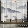 Yibainuo Cortina de Correr com Estampa de Flores e Pássaros Chineses Cortinas Rolô Tela Divisória Zen Sala de Estar 2026 Item Quente