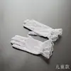 Luvas Infantis para Meninas, Grossas Hepburn Curtas Elegantes Renda Vestido de Noite Cheongsam Acessórios, Passarela Cetim Estilo Coreano