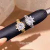 Anel Aberto Redondo de Zircônia Banhado a Ouro Real 14K Anel Versátil de Dedo Indicador Estilo Retro Luxo Leve Toque de Nicho High-End Joia para Mão
