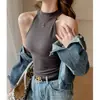 Top de tirantes azul marino para mujer, Nuevo estilo Verano 2026, Camiseta básica simple ajustada sin mangas con espalda descubierta