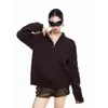 Cardigan de Tricô com Capuz para Primavera/Outono de 2026 para Homens e Mulheres Estilo Coreano Solto Tricô de Trança Moda Tendência Estilo Casal Peça Única