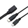Um minuto dois telefone móvel tablet carregamento de dados linha de extensão Android Type-c fêmea para micro macho + TYPE-C macho
