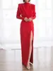 Nuevo Vestido de Moda de Verano Transfronterizo Exportación Europea y Americana Jersey de Cuello Alto Falda Larga con Abertura Suministro Directo de Fábrica