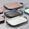 Bandeja Rectangular de Melamina con Doble Asa Imitación Porcelana Plato para Hotel Restaurante Plato para Fondue Barbacoa Plato de Barbacoa de Melamina