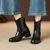 Botas curtas estilo britânico Chelsea com salto grosso de 5,5 cm, novo modelo outono e inverno 2026, zíper traseiro, botas Martin casuais estilosas