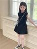 Vestido Infantil Feminino Emagrecedor Estilo Francês Vestido de Verão para Menininha Roupa Infantil Celebridade da Internet Street Vestido Evasê Atacado Europa e América