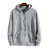 Moletom com Zíper e Estampa LOGO2024 Primavera Outono Inverno Masculino e Feminino Solto com Forro de Fleece Roupa Externa com Capuz Cinza para Casais
