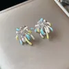 Pendientes de Moda Fuegos Artificiales Gota de Aceite Circonita Aguja de Plata, Pendientes Simples y Versátiles con un Toque de Lujo Ligero y Sensación de Alta Gama, Diseño Único