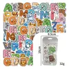 Adesivos de letras de animais de desenho animado 104 xícaras caixa de armazenamento de papelaria lancheira nome diy presente adesivos de desenho animado
