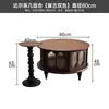 Mesa de Chá Novo Modelo 2025 para Uso Doméstico, Mesa de Chá Pequena com Tampo Longo de Vidro Arco-Íris, Conjunto de Mesa de Chá Redonda de Madeira Maciça Retro Francesa