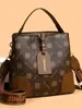 Bolso Cubo Retro Estampado Transfronterizo para Mujer 2025 Nuevo Estilo Simple y Versátil para Viajar Bolso de Hombro de Gran Capacidad Bolso Cruzado