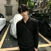 Camisa de manga larga estilo americano para hombre para otoño, con diseño de patchwork, cuello deconstruido y tela de alta gama y peso pesado, lo que la convierte en una prenda versátil en blanco