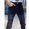 Pantalones elásticos ajustados estilo Hong Kong para hombre, jeans con letras personalizadas, verano, hip-hop, Ins, tendencia high street, pantalones guapos