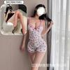 Traje Sexy y Sexy con Estampado Floral de Cerezas Que Se Puede Usar Afuera, No Hay Necesidad de Quitarse los Tirantes, Pijama de Cuello en V y Almohadilla en el Pecho, Cómodo para el Hogar