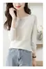 Camisa de manga comprida ombro a ombro para mulheres, nova moda outono 2026, top para usar por baixo, blusa estilosa, camisa base de tricô