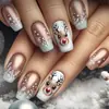 Coleção de nail art de Natal transfronteiriça: Pontas de unha pré-desenhadas, prontas para usar e adesivos para unhas postiças, 24 peças, designs de nail art de Natal removíveis