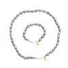Conjunto de Colar e Pulseira de Pérolas de Água Doce Estilo Francês, Pingente de Lua Exquisito e Elegante, Prata 925, Joias de Nicho para Mulheres Primavera e Verão