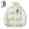 Moda Casual Americana Multi-Cor Opcional Acolchoada de Inverno Algodão Jaqueta Outono Urbano Tendência Marca Casal Gola Alta Casaco de Algodão