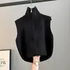 Colete de tricô gola alta zíper duplo confortável simples outono precoce novo temperamento versátil modelador base camisa colete top