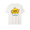 Seda de Leche Forma de Nariz Colección de Pollitos Lindo Rilakkuma y Estampado de Pollito Camiseta Blanca Holgada Cuello Redondo Atuendo de Pareja