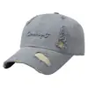 Boné de Baseball Bordado com Letras Desgastadas Estilo Europeu e Americano Transfronteiriço, Boné de Sol para Casal, Chapéu Versátil da Moda para Estilo de Rua